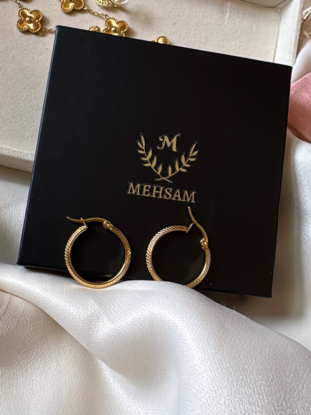 18k Gold FilledTextured Hoop Earrings - Picture 5 of 7
